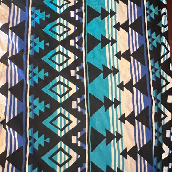 Sure Mine Aztec Print Wide Leg Pants Stretchy High Waist Blue/Black - Picture 4 of 4